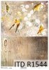 Papier decoupage ptaki, struktura deski, Vintage, kolaż*Paper decoupage birds, plank structure, Vintage, collage